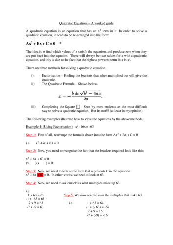 GCSE Maths - Quadratic Equations Guide