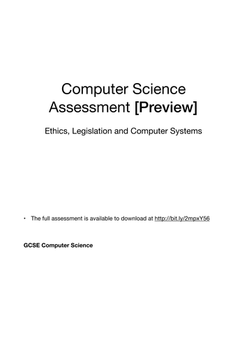 Ethics, Legislation and Computer Systems Assessment [PREVIEW]