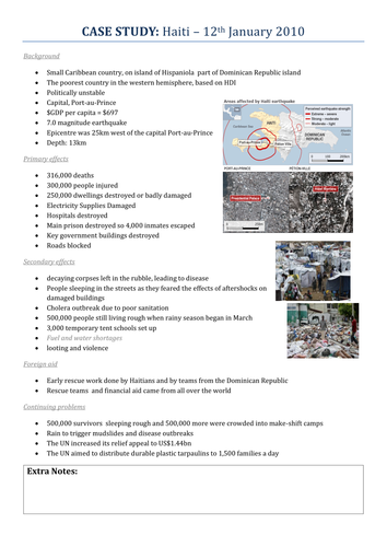 AQA A Level Geography: Hazards - Earthqake Case Studies