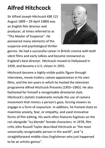 Alfred Hitchcock Handout