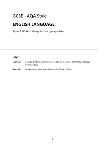 AQA GCSE English Language (New Spec) Practice Paper 2