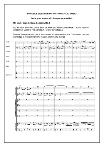 Edexcel GCSE Music (9-1): Comparison - Instrumental Music