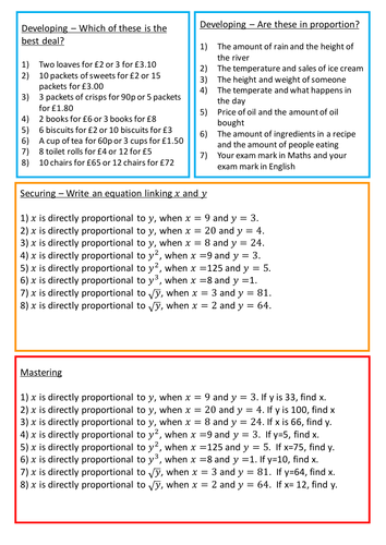 Direct Proportion Worksheet With Answers Teaching Resources