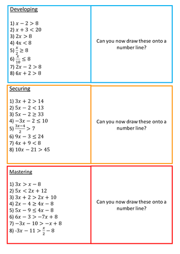 inequality worksheets