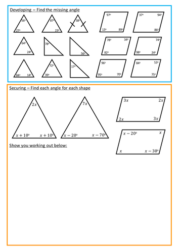 Angles In Triangles And Quadrilaterals Teaching Resources