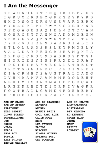 I Am the Messenger Word Search