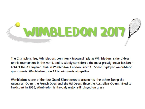 Wimbledon 2017 guided reading pack year 3/4