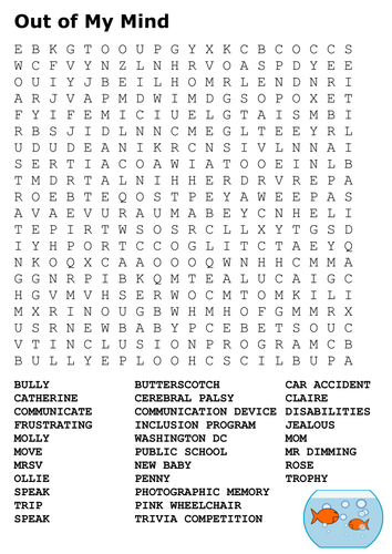 Out of My Mind Word Search