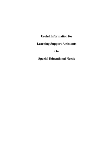 SENCO Support- Specific Needs Handbook- Overview and strategies