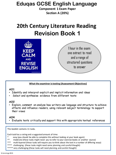 Eduqas GCSE English Language componant 1a (reading fiction)