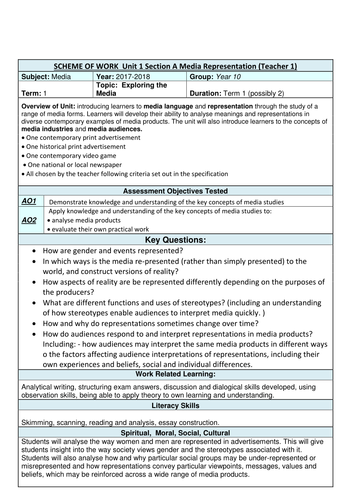 WJEC Media 2017 GCSE Scheme of Work Term 1.