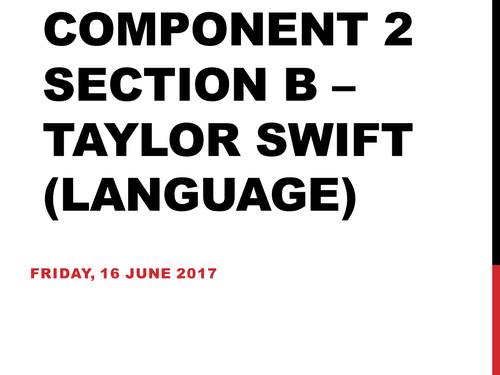 Eduqas GCSE Media Studies Component 2 - Section B Taylor Swift