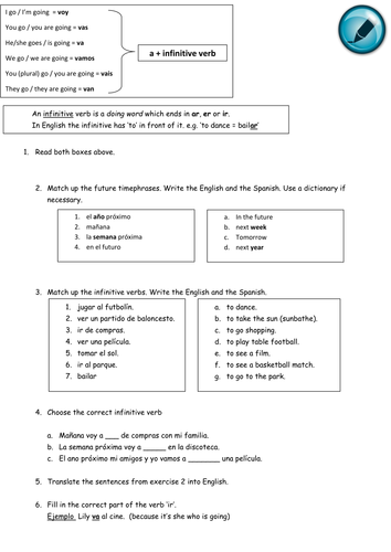 Near future tense worksheet