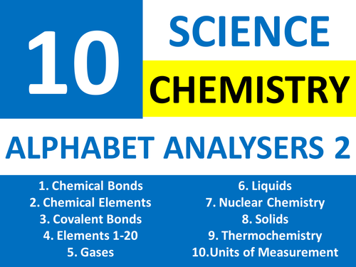 10 Alphabet Analysers Science Chemistry 2 Literacy Brainstormers Cover Homework Plenary Starter