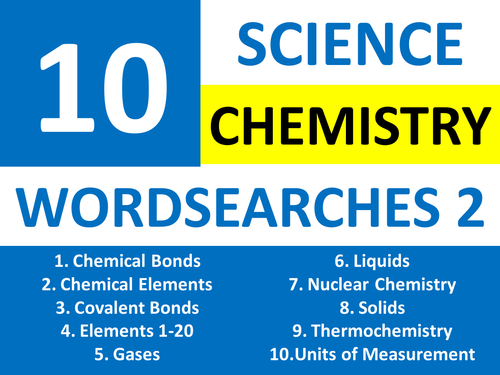 10 Wordseaches Science Chemistry 2 Literacy Wordsearch Cover Homework Plenary Starter