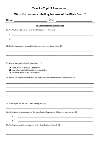 Black Death and Peasants' Revolt Assessment