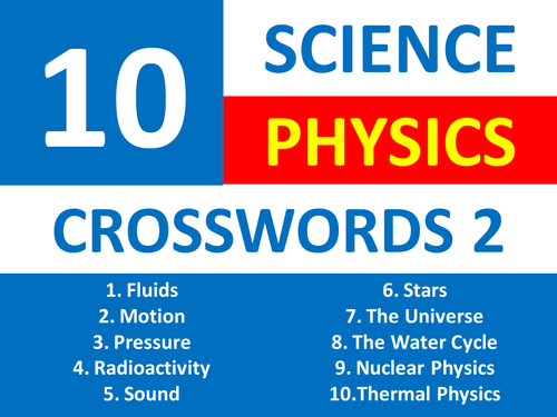 10 Crosswords Science Physics 2 Literacy Wordsearch Cover Homework Plenary Starter Homework