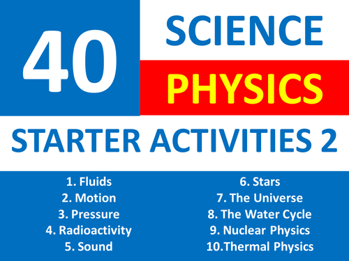 40 Science Physics Starter Activities 2 Wordsearch Crossword Anagram Cover Homework Plenary Starter