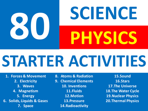 80 Science Physics Starter Activities Wordsearch Crossword Anagram Cover Homework Plenary Starter
