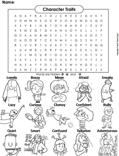 Character Traits Word Search