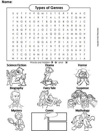 Types of Genres Word Search
