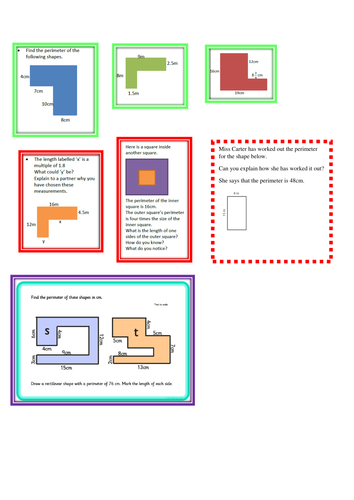 Measure and calculate the perimeter of composite rectilinear shapes in cm and m (year 5)