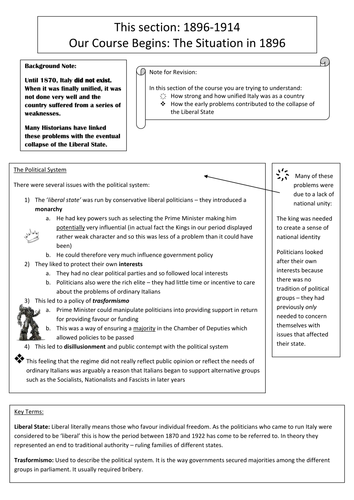 Italy and Fascism Revision Guide A-level