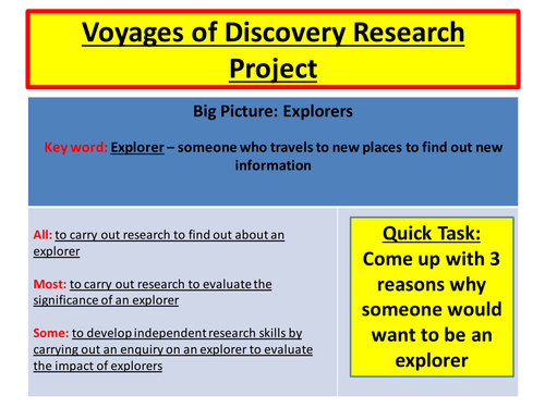 Explorers research task - 4 lesson series