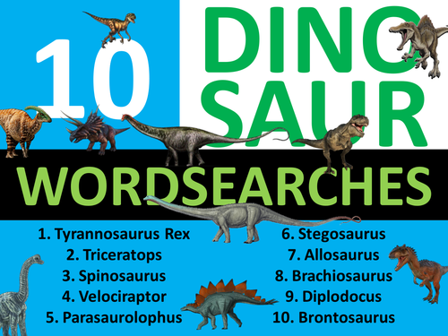 10 Dinosaur Wordsearches Keyword Starters Wordsearch Homework Cover Plenary Lesson Dinosaurs