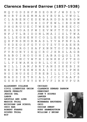Clarence Darrow Word Search