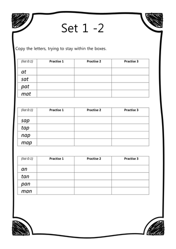 eyfs reception phonics spelling worksheet at ap an sound new look read cover write teaching resources