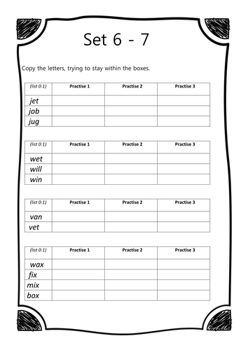Eyfs Reception Phonics Spelling Worksheet J W V X Sound Look Read Cover Write Teaching Resources