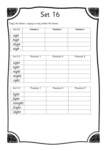 eyfs reception phonics spelling worksheet igh sound