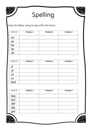 ks1 year 1 spelling worksheet list 1 pack 1 teaching resources