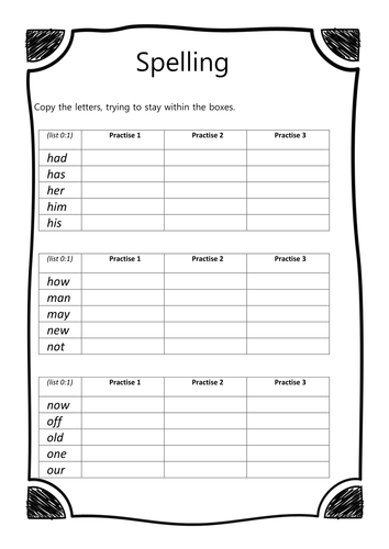 ks1 year 1 spelling worksheet list 2 pack 1 teaching resources