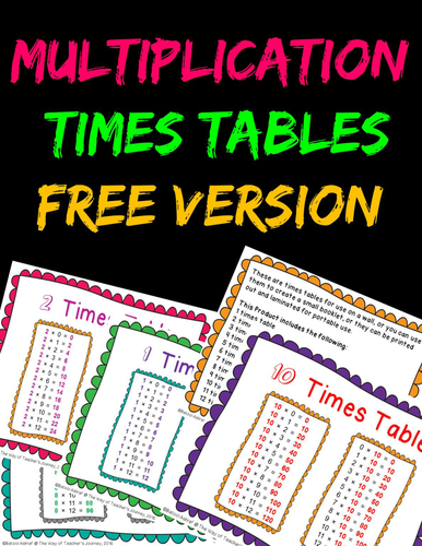 Multiplication Times Tables Free Product