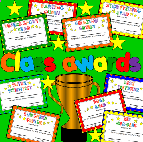 End of the Year class award certificates