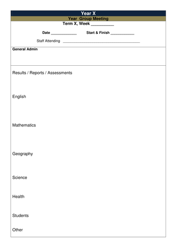 Year Group Meeting Notes