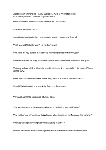 Lesson 8 - Wellington's Role in the Defeat of the French