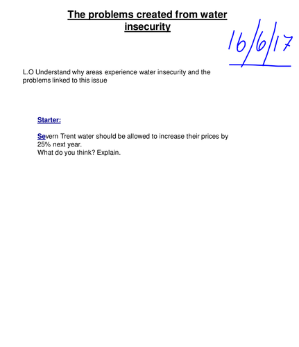 The problems of water insecurity