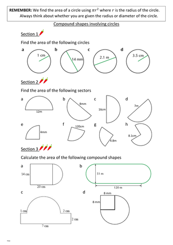 Area of shapes involving circles