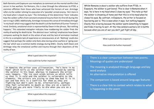 Writing a comparison: AQA Power and Conflict