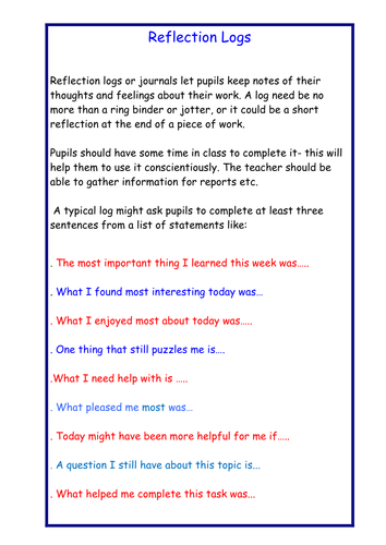 Reflection Log Questions