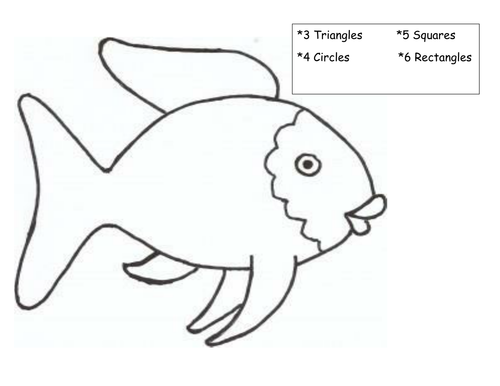 rainbow fish themed shape and counting worksheet