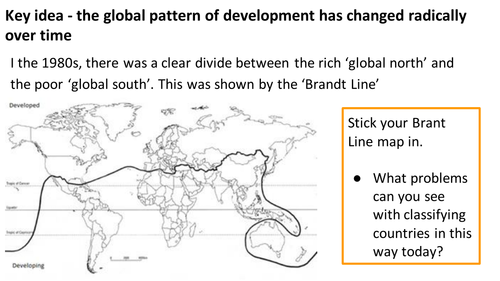 New AQA A geopgraphy spec - Brandt line + DTM, causes and consequences of uneven development