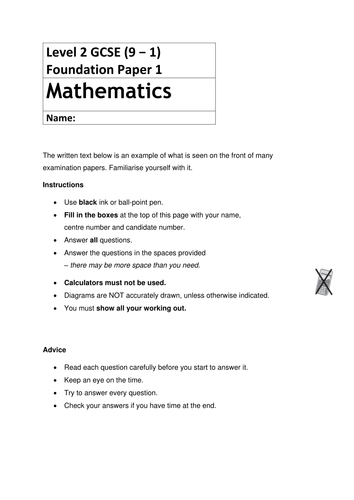 Paper 1 Mathematics papers for Foundation & Higher