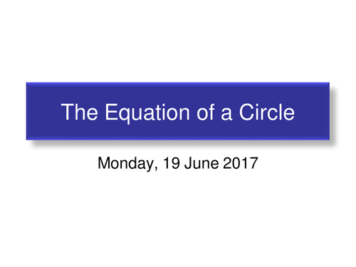 Circle Centre (0,0) radius r