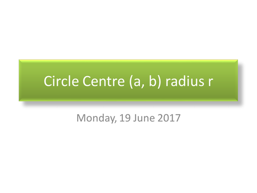 Circle Centre (a, b) radius r