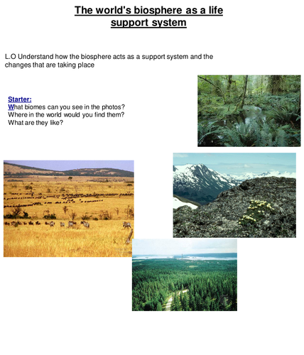 The biosphere as a life support system (Edexcel B 9-1)