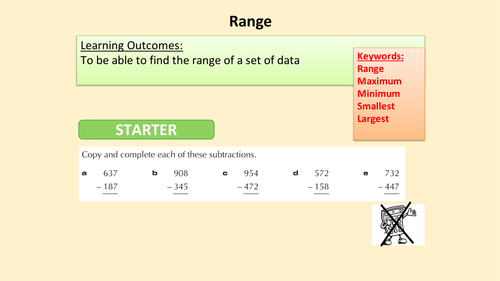 year 7 Range of data